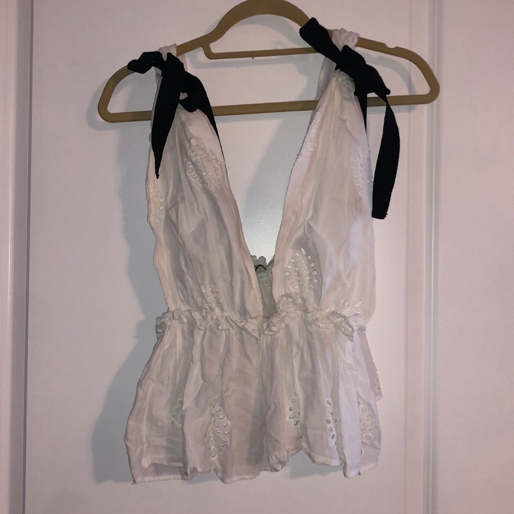 White Tank with Black Ties